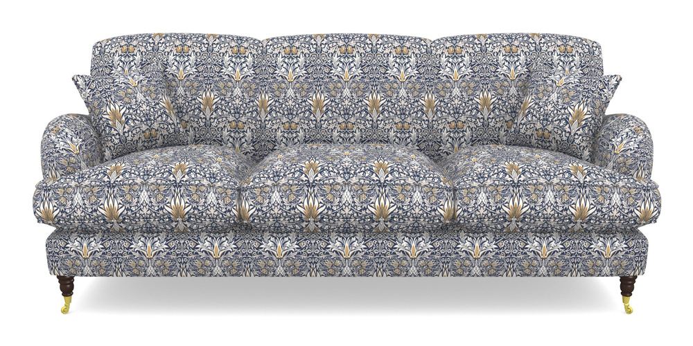 Product photograph of Kentwell 4 Seater 3 Hump Sofa In William Morris Collection - Snakeshead - Indigo Hemp from Sofas and Stuff Limited