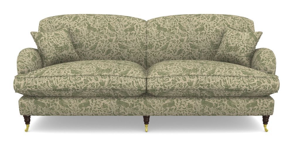 Product photograph of Kentwell 4 Seater 2 Hump Split Sofa In V A Drawn From Nature - Bird And Rabbit - Light Green from Sofas and Stuff Limited