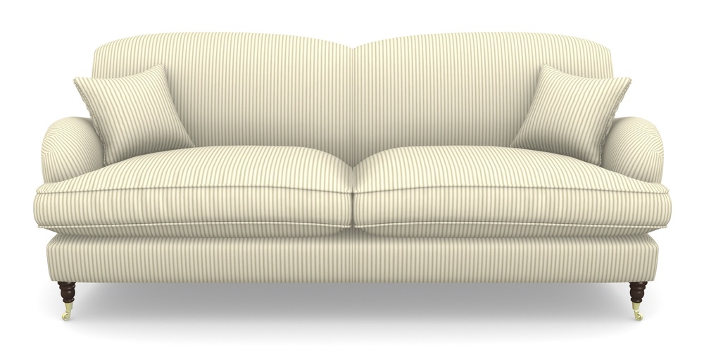 Product photograph of Kentwell 4 Seater 2 Hump Split Sofa In Cotton Stripe - Sage from Sofas and Stuff Limited