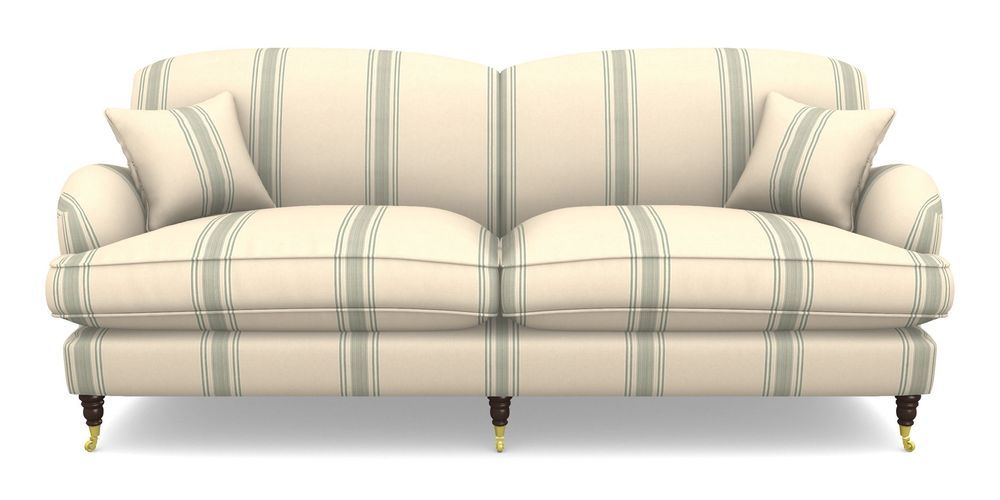 Product photograph of Kentwell 4 Seater 2 Hump Split Sofa In Cloth 22 - Racing Stripes Cheltenham - Mint from Sofas and Stuff Limited