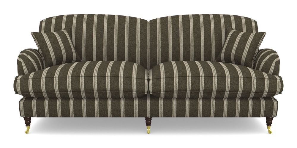 Product photograph of Kentwell 4 Seater 2 Hump Split Sofa In Cloth 20 - Design 2 - Olive Stripe from Sofas and Stuff Limited