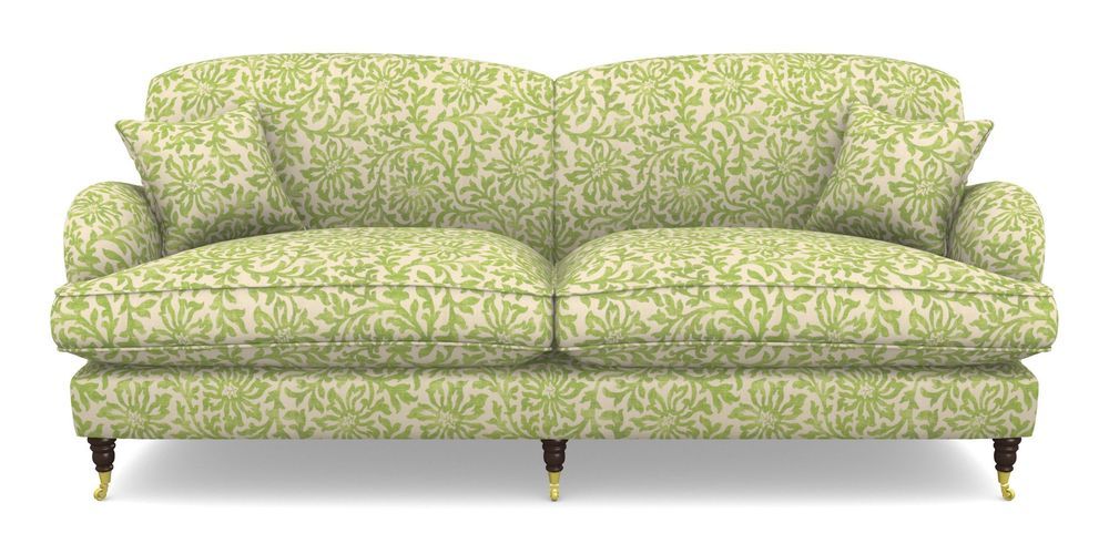 Product photograph of Kentwell 4 Seater 2 Hump Split Sofa In V A Brompton Collection - Floral Scroll - Lime from Sofas and Stuff Limited