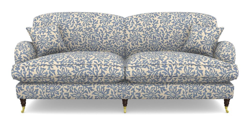 Product photograph of Kentwell 4 Seater 2 Hump Split Sofa In V A Brompton Collection - Floral Scroll - Morning Blue from Sofas and Stuff Limited