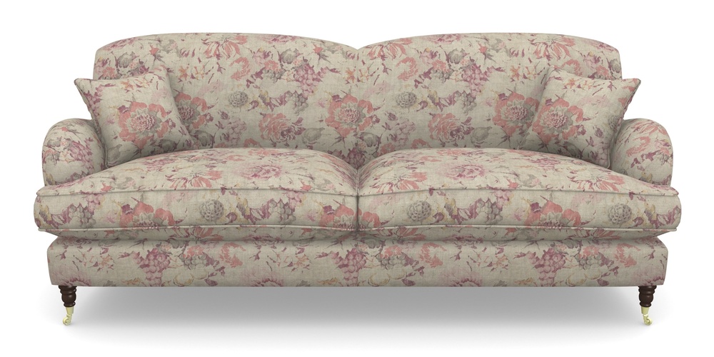 Product photograph of Kentwell 4 Seater 2 Hump Split Sofa In Floral Linen - Faith Antique Sangria from Sofas and Stuff Limited