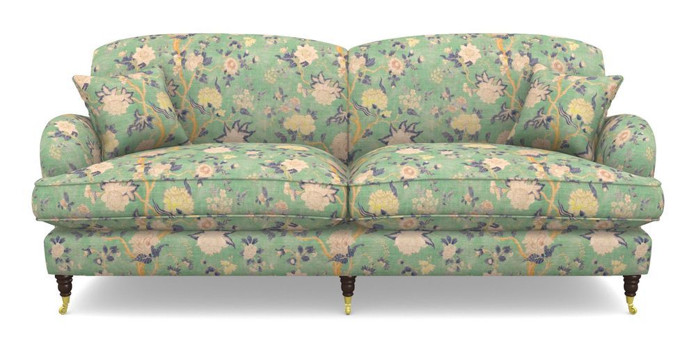 Product photograph of Kentwell 4 Seater 2 Hump Split Sofa In Floral Linen - Even So Verde from Sofas and Stuff Limited