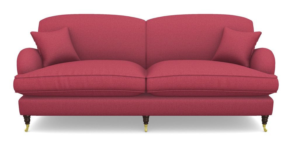 Product photograph of Kentwell 4 Seater 2 Hump Split Sofa In Plain Linen Cotton - Raspberry Jam from Sofas and Stuff Limited