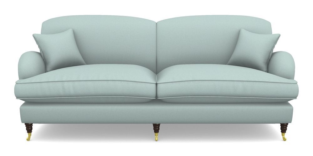 Product photograph of Kentwell 4 Seater 2 Hump Split Sofa In Plain Linen Cotton - Robins Egg from Sofas and Stuff Limited