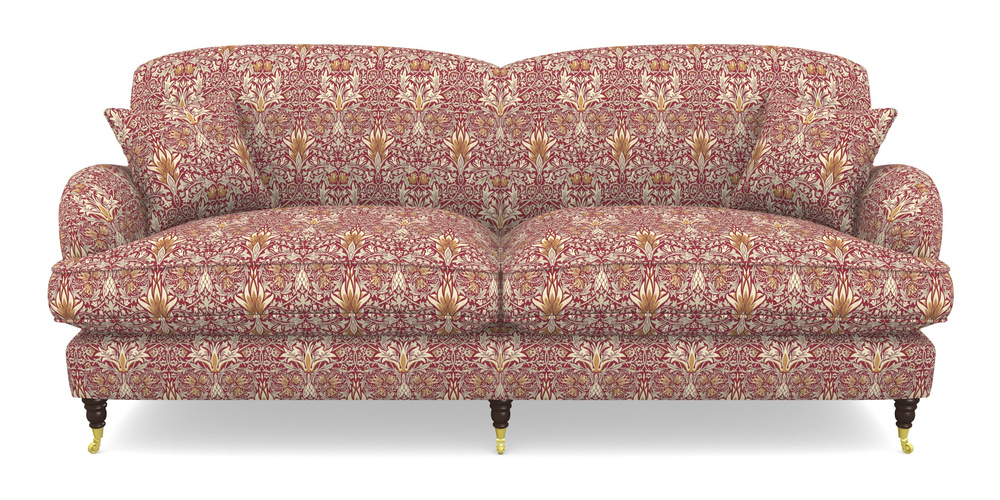 Product photograph of Kentwell 4 Seater 2 Hump Split Sofa In William Morris Collection - Snakeshead - Claret Gold from Sofas and Stuff Limited
