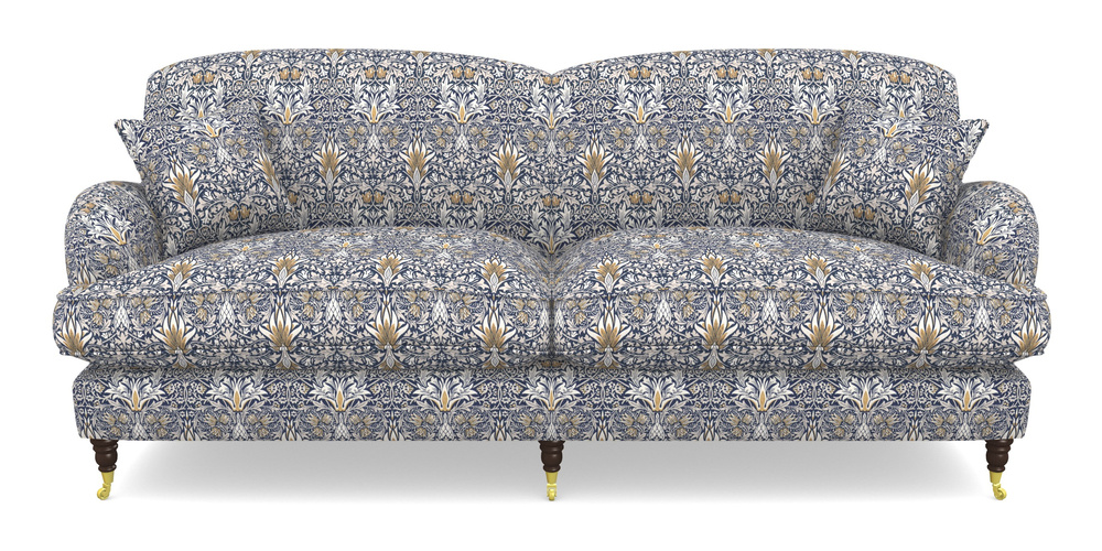Product photograph of Kentwell 4 Seater 2 Hump Split Sofa In William Morris Collection - Snakeshead - Indigo Hemp from Sofas and Stuff Limited