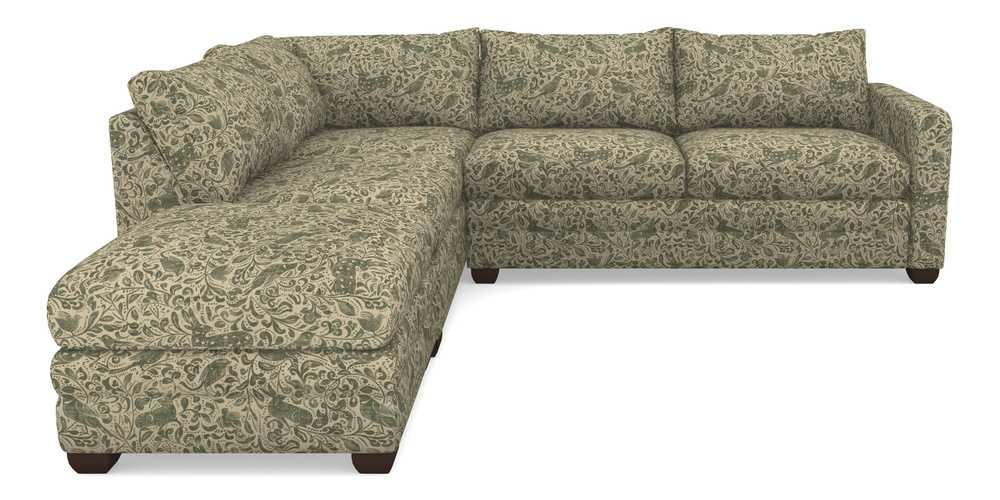 Product photograph of Langland Sofa Bed Corner Group With Sofa Bed Rhf In V A Drawn From Nature - Bird And Rabbit - Dark Green from Sofas and Stuff Limited