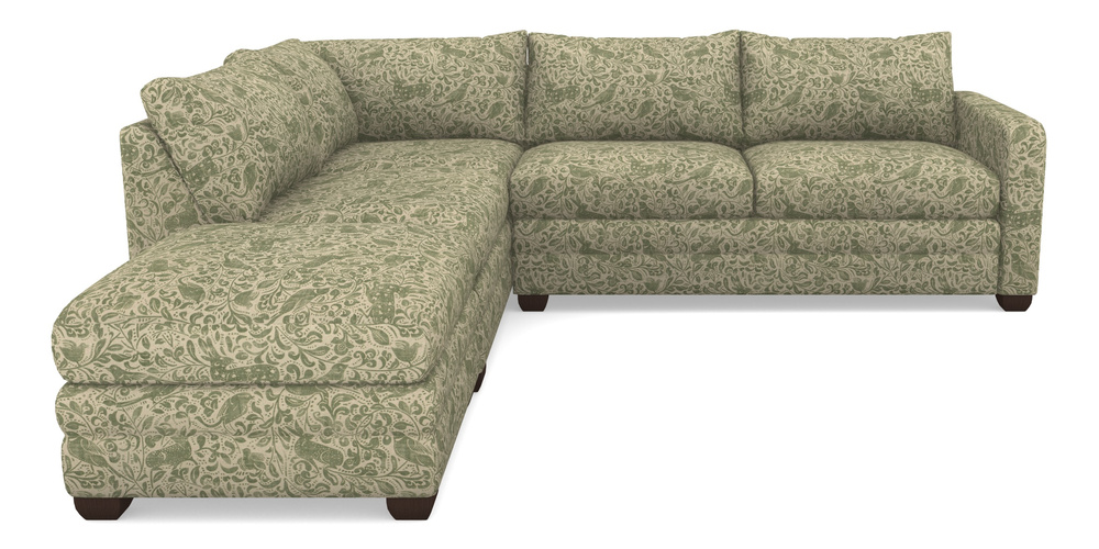 Product photograph of Langland Sofa Bed Corner Group With Sofa Bed Rhf In V A Drawn From Nature - Bird And Rabbit - Light Green from Sofas and Stuff Limited