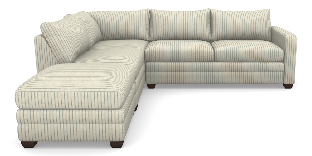 Product photograph of Langland Sofa Bed Corner Group With Sofa Bed Rhf In Cloth 18 Stripes - Ticking - Basil from Sofas and Stuff Limited