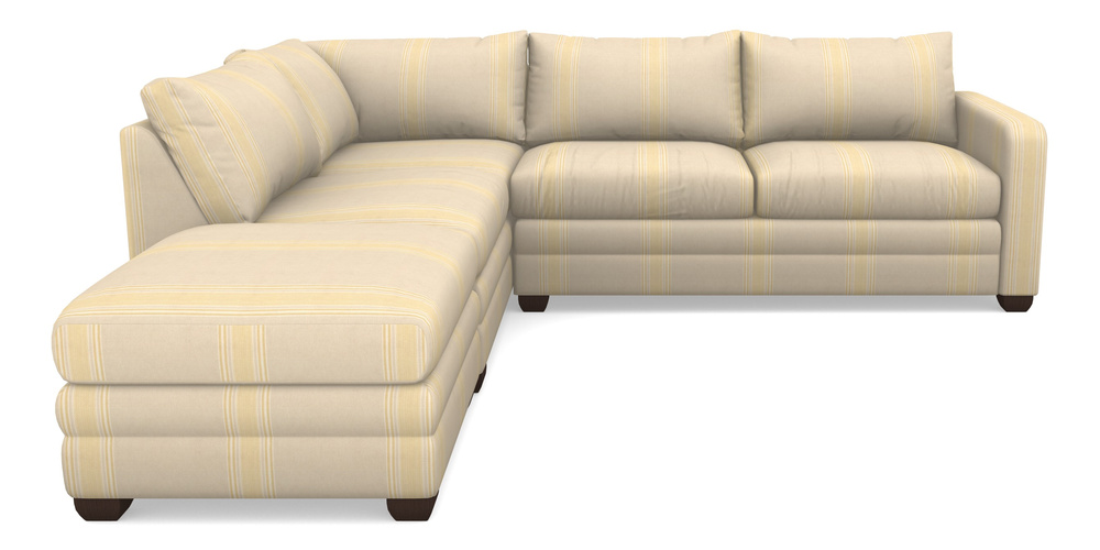 Product photograph of Langland Sofa Bed Corner Group With Sofa Bed Rhf In Cloth 22 - Racing Stripes Cheltenham - Lemon from Sofas and Stuff Limited