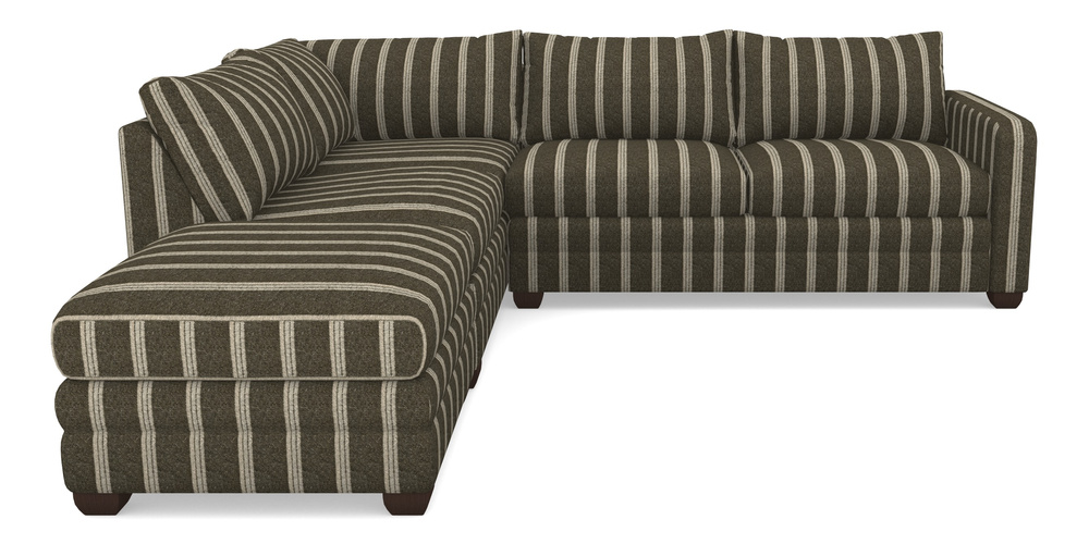 Product photograph of Langland Sofa Bed Corner Group With Sofa Bed Rhf In Cloth 20 - Design 2 - Olive Stripe from Sofas and Stuff Limited