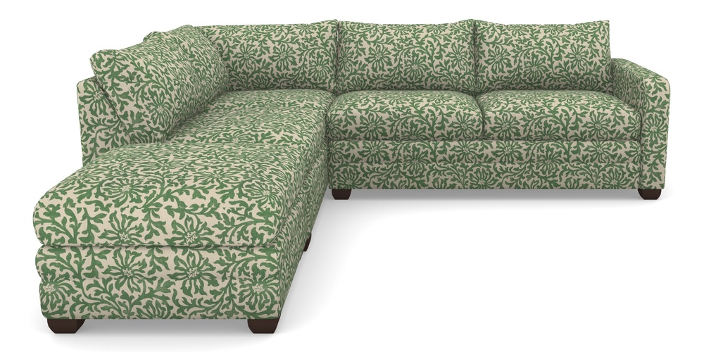 Product photograph of Langland Sofa Bed Corner Group With Sofa Bed Rhf In V A Brompton Collection - Floral Scroll - Basil from Sofas and Stuff Limited