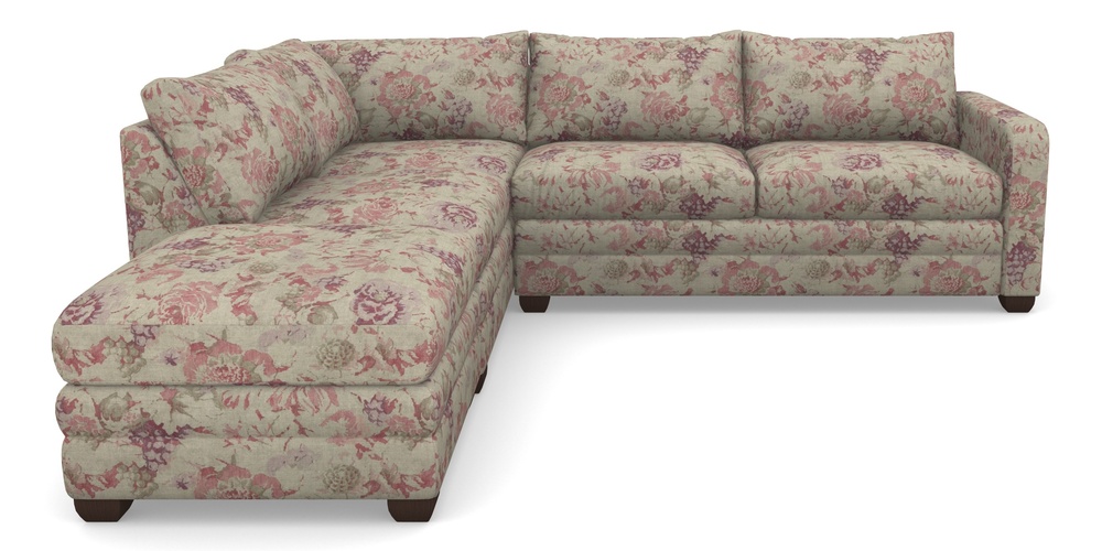 Product photograph of Langland Sofa Bed Corner Group With Sofa Bed Rhf In Floral Linen - Faith Rose Quartz from Sofas and Stuff Limited