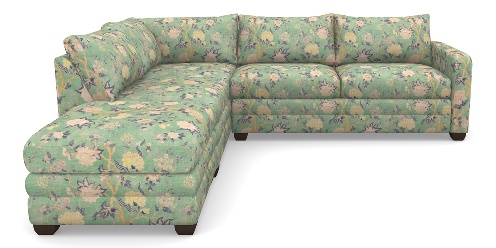 Product photograph of Langland Sofa Bed Corner Group With Sofa Bed Rhf In Floral Linen - Even So Verde from Sofas and Stuff Limited