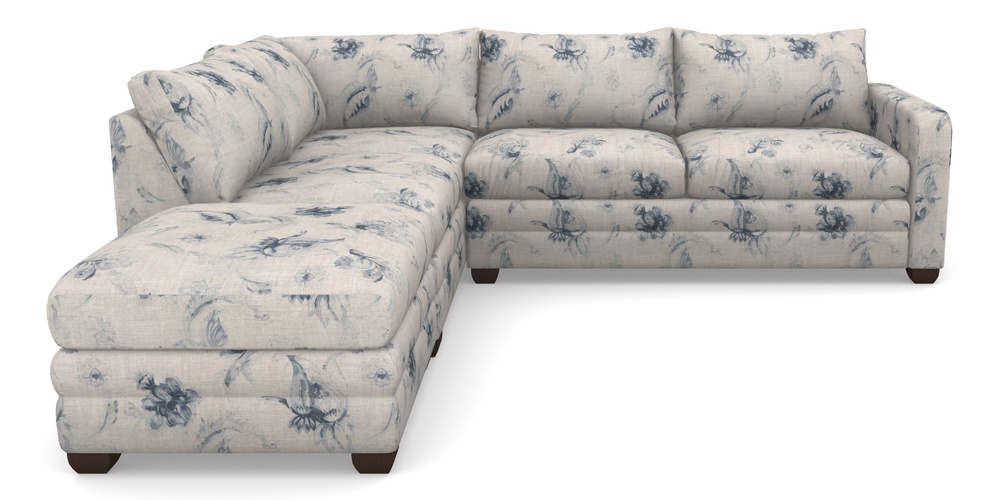 Product photograph of Langland Sofa Bed Corner Group With Sofa Bed Rhf In Floral Linen - Lela Mystery Indigo from Sofas and Stuff Limited
