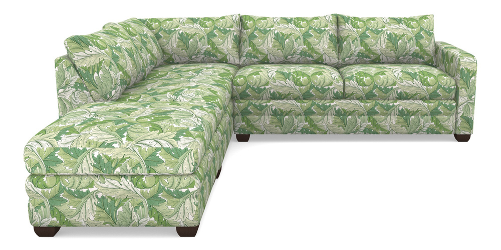 Product photograph of Langland Sofa Bed Corner Group With Sofa Bed Rhf In William Morris Collection - Acanthus - Leaf Green from Sofas and Stuff Limited