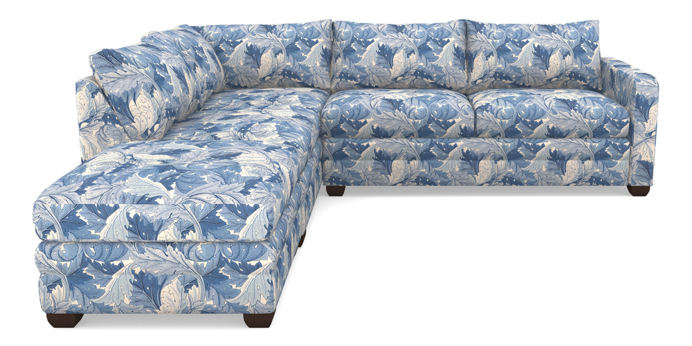 Product photograph of Langland Sofa Bed Corner Group With Sofa Bed Rhf In William Morris Collection - Acanthus - Woad from Sofas and Stuff Limited