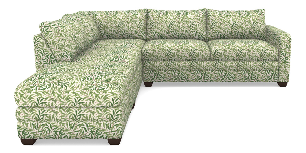 Product photograph of Langland Sofa Bed Corner Group With Sofa Bed Rhf In William Morris Collection - Willow Boughs - Leaf Green from Sofas and Stuff Limited