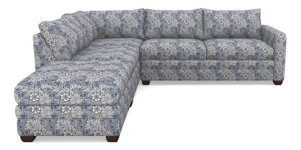 Product photograph of Langland Sofa Bed Corner Group With Sofa Bed Rhf In William Morris Collection - Marigold - Indigo Linen from Sofas and Stuff Limited
