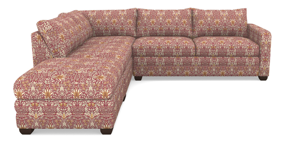 Product photograph of Langland Sofa Bed Corner Group With Sofa Bed Rhf In William Morris Collection - Snakeshead - Claret Gold from Sofas and Stuff Limited
