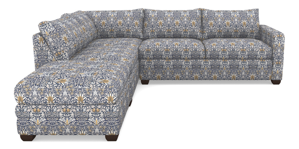Product photograph of Langland Sofa Bed Corner Group With Sofa Bed Rhf In William Morris Collection - Snakeshead - Indigo Hemp from Sofas and Stuff Limited