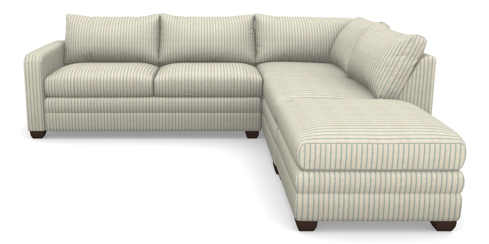 Product photograph of Langland Sofa Bed Corner Group With Sofa Bed Lhf In Cloth 18 Stripes - Ticking - Basil from Sofas and Stuff Limited