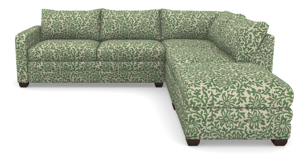 Product photograph of Langland Sofa Bed Corner Group With Sofa Bed Lhf In V A Brompton Collection - Floral Scroll - Basil from Sofas and Stuff Limited