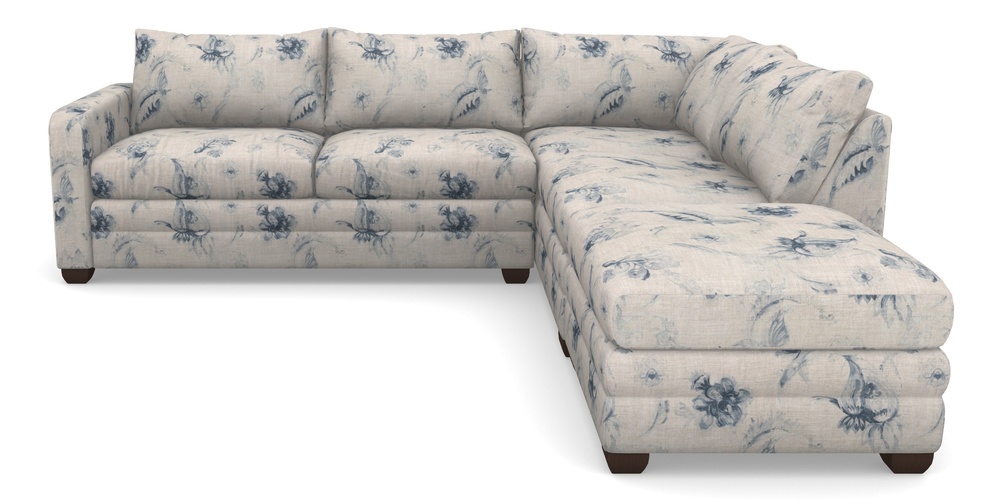 Product photograph of Langland Sofa Bed Corner Group With Sofa Bed Lhf In Floral Linen - Lela Mystery Indigo from Sofas and Stuff Limited