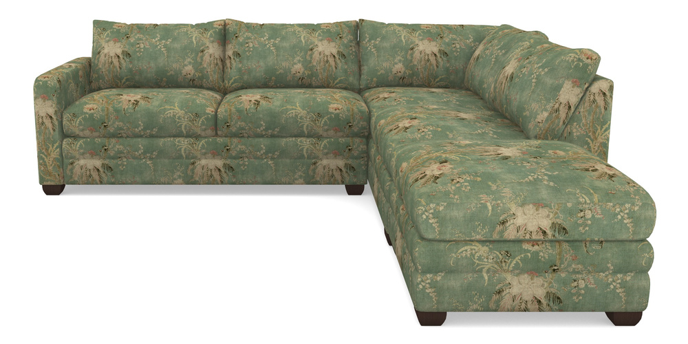 Product photograph of Langland Sofa Bed Corner Group With Sofa Bed Lhf In Floral Linen - Zefferino Emerald from Sofas and Stuff Limited
