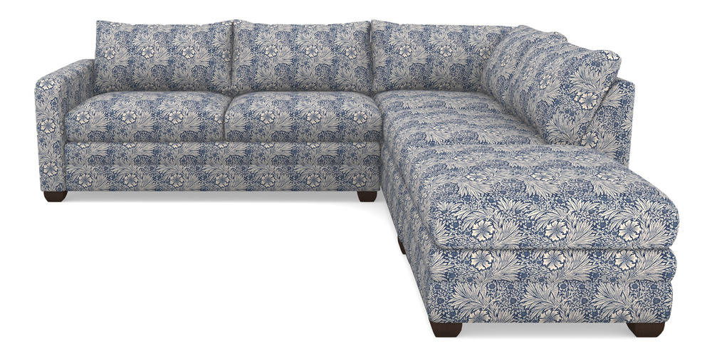 Product photograph of Langland Sofa Bed Corner Group With Sofa Bed Lhf In William Morris Collection - Marigold - Indigo Linen from Sofas and Stuff Limited