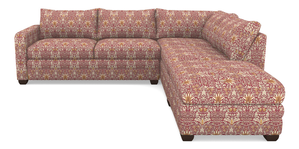 Product photograph of Langland Sofa Bed Corner Group With Sofa Bed Lhf In William Morris Collection - Snakeshead - Claret Gold from Sofas and Stuff Limited