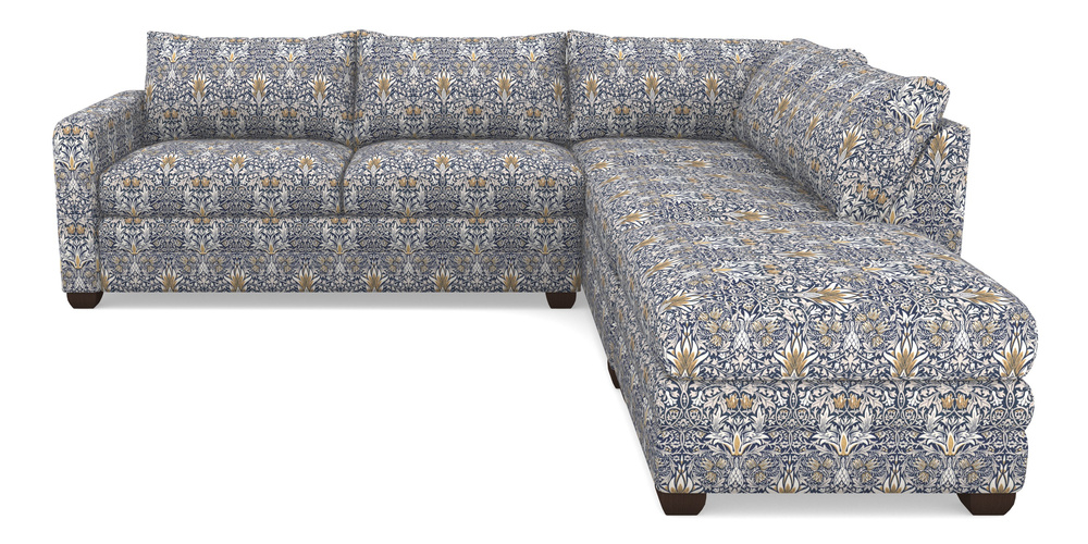 Product photograph of Langland Sofa Bed Corner Group With Sofa Bed Lhf In William Morris Collection - Snakeshead - Indigo Hemp from Sofas and Stuff Limited