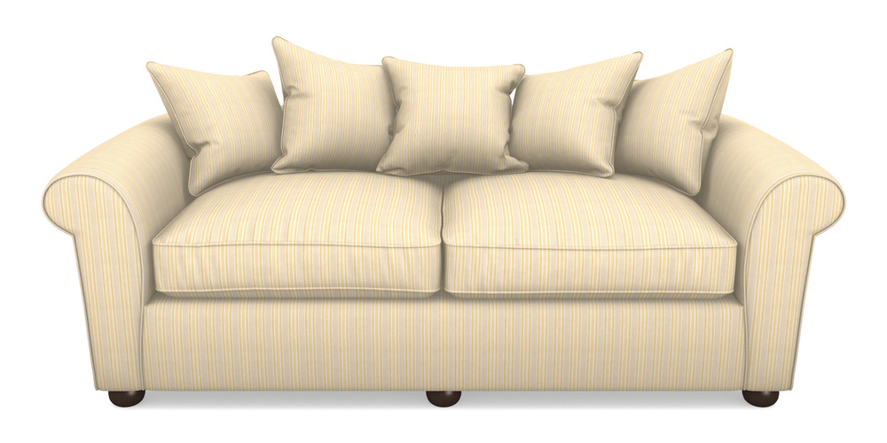 Product photograph of Lewes 4 Seater Sofa In Cloth 22 - Racing Stripes Ayr - Lemon from Sofas and Stuff Limited