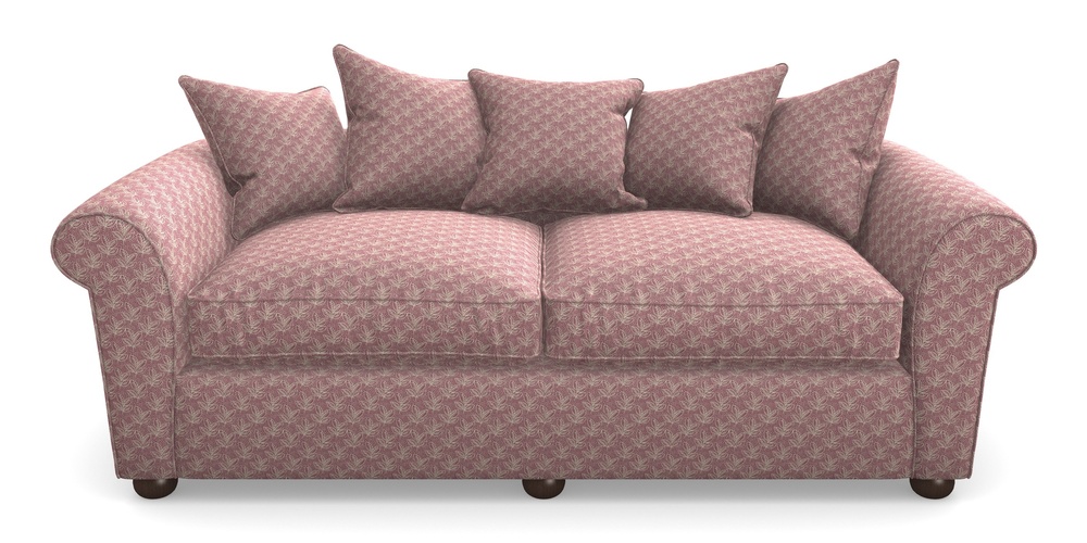 Product photograph of Lewes 4 Seater Sofa In Cloth 21 - Decorative Leaf - Cassis from Sofas and Stuff Limited