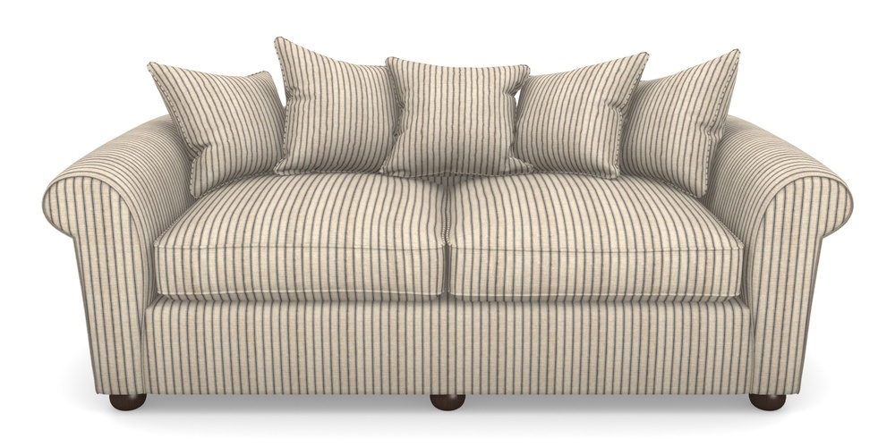 Product photograph of Lewes 4 Seater Sofa In Cloth 18 Stripes - Ticking - Bible Black from Sofas and Stuff Limited