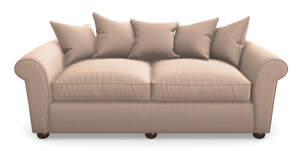 Product photograph of Lewes 4 Seater Sofa In Cloth 21 - Simple Stripe - Cassis from Sofas and Stuff Limited