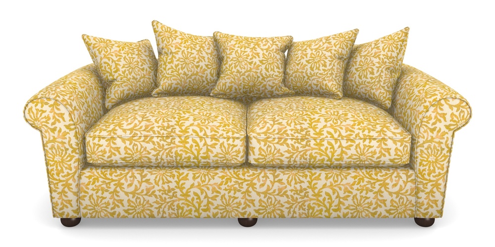 Product photograph of Lewes 4 Seater Sofa In V A Brompton Collection - Floral Scroll - Corn from Sofas and Stuff Limited