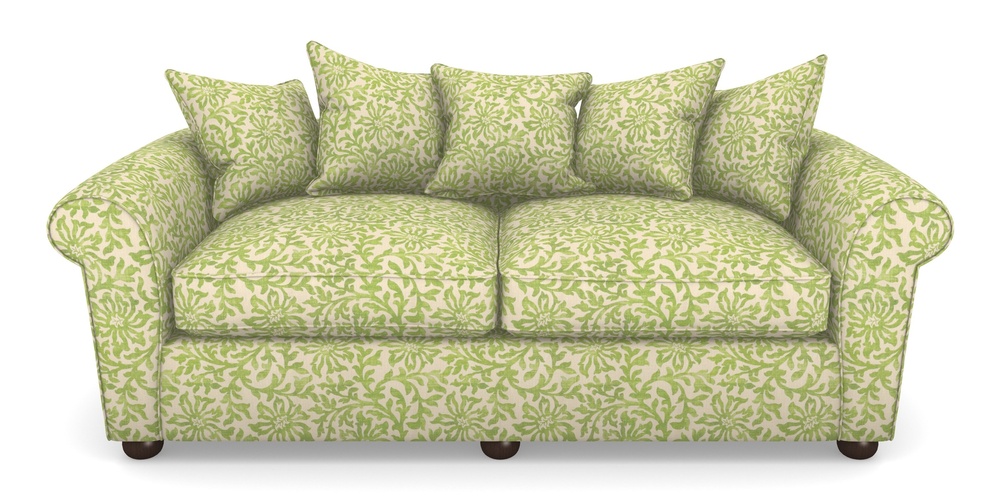 Product photograph of Lewes 4 Seater Sofa In V A Brompton Collection - Floral Scroll - Lime from Sofas and Stuff Limited