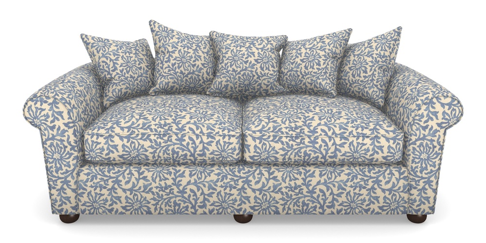 Product photograph of Lewes 4 Seater Sofa In V A Brompton Collection - Floral Scroll - Morning Blue from Sofas and Stuff Limited