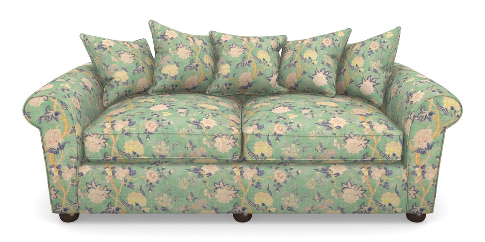 Product photograph of Lewes 4 Seater Sofa In Floral Linen - Even So Verde from Sofas and Stuff Limited