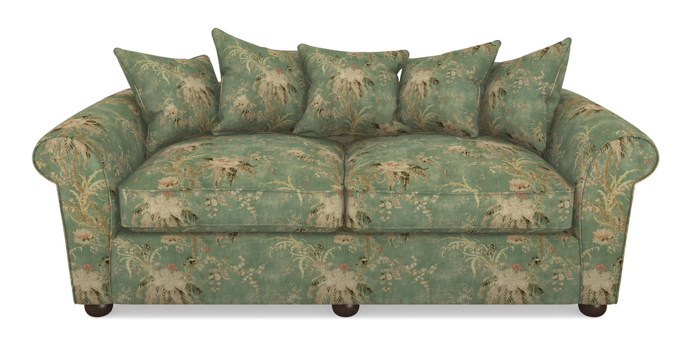 Product photograph of Lewes 4 Seater Sofa In Floral Linen - Zefferino Emerald from Sofas and Stuff Limited