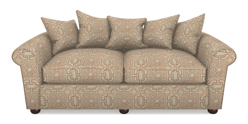 Product photograph of Lewes 4 Seater Sofa In Rhs Collection - Large Knot Garden Linen - Terracotta from Sofas and Stuff Limited