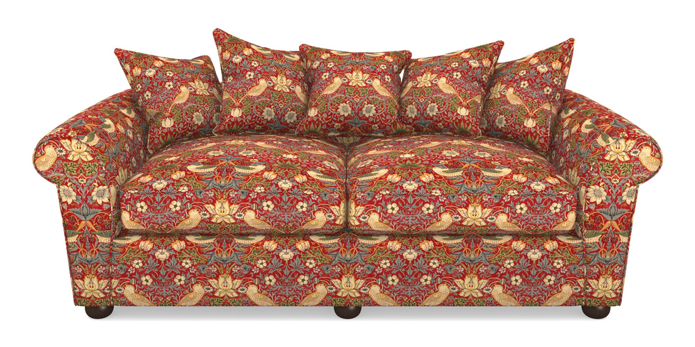 Product photograph of Lewes 4 Seater Sofa In William Morris Collection - Strawberry Thief - Crimson Slate from Sofas and Stuff Limited