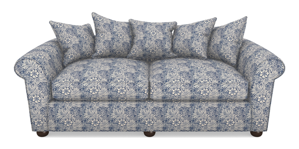 Product photograph of Lewes 4 Seater Sofa In William Morris Collection - Marigold - Indigo Linen from Sofas and Stuff Limited