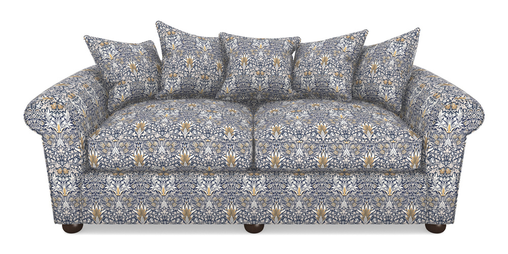 Product photograph of Lewes 4 Seater Sofa In William Morris Collection - Snakeshead - Indigo Hemp from Sofas and Stuff Limited