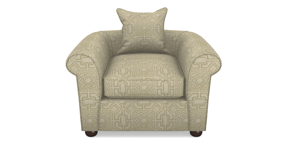 Product photograph of Lewes Chair In Rhs Collection - Large Knot Garden Linen - Olive from Sofas and Stuff Limited