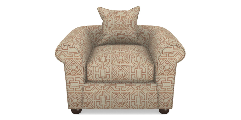 Product photograph of Lewes Chair In Rhs Collection - Large Knot Garden Linen - Terracotta from Sofas and Stuff Limited